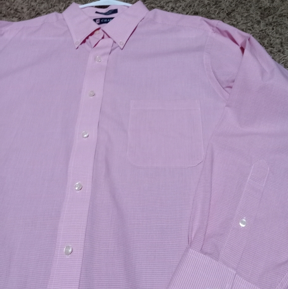 Chaps Classics Men's Button Down Pink Check Shirt - Picture 3 of 4